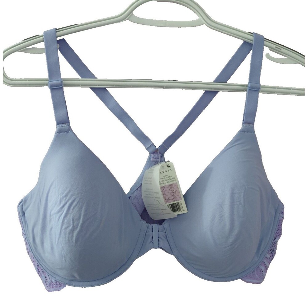 38D Lush Front-Close Bra by Natori NWT Blue/Violet Lightly Lined T-shirt